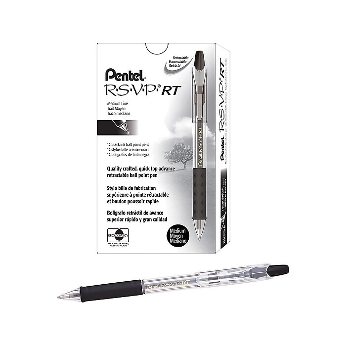 Pentel R.S.V.P. RT Retractable Ballpoint Pens, Medium Point, Black