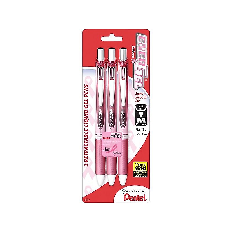 Pentel EnerGel Deluxe RTX Retractable Gel Pens, Medium Point, 0.7mm, Black Ink, 3/Pack (BL77PBP3A-BC) image 1