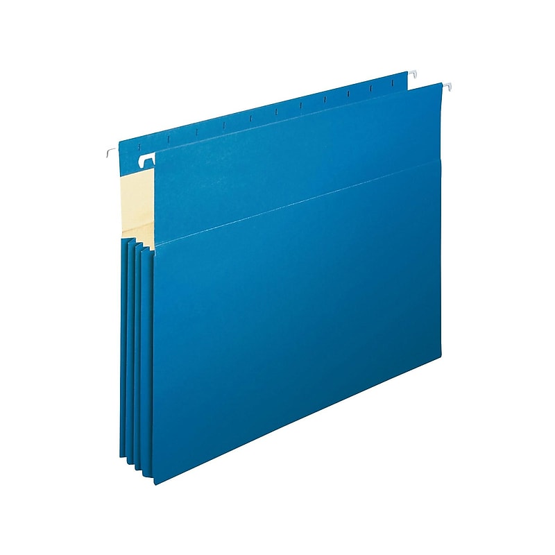 Staples Hanging File Folders, 3.5" Expansion, Letter Size, Blue, 4/Pack (781609) image 1