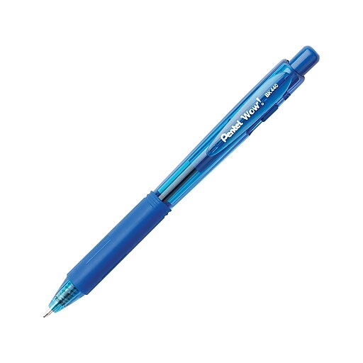 Pentel® WOW® Retractable Ballpoint Pens, Medium Point, Blue, 18/Pack at
