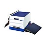 Bankers Box Heavy-Duty FastFold Corrugated File Storage Boxes, Lift-Off Lid, Binder Size, White/Blue, 12/Carton (0073301)~#|#~sp40303483_sc7