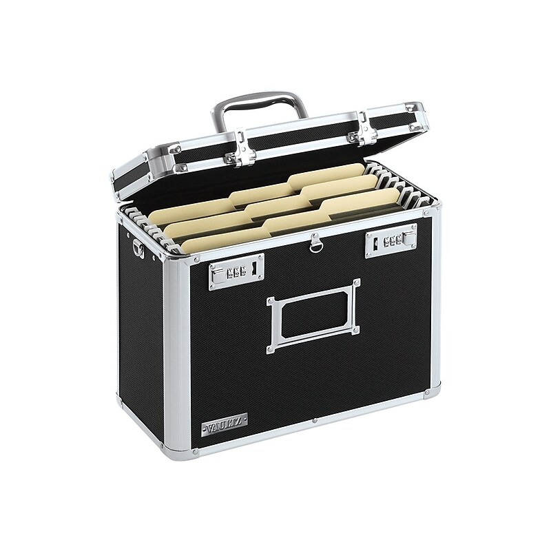 Find It Heavy Duty Metal File Box Hinged, Letter Size, Black with Chrome Finish (VZ01187) image 1