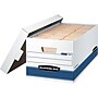 Bankers Box Medium-Duty FastFold Corrugated File Storage Boxes, Lift-Off Lid, 24" Legal Size, White/Blue, 4/Carton (0070205)~#|#~sp40303734_sc7