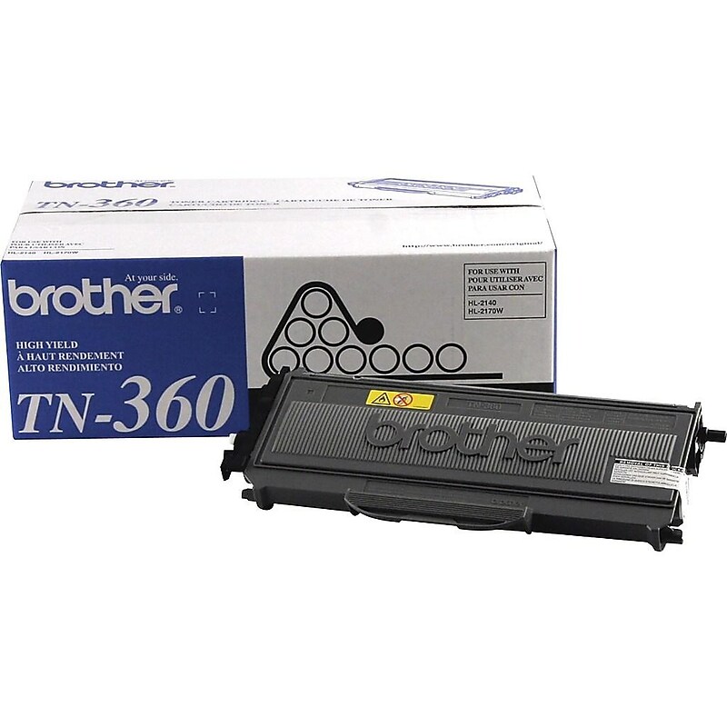 Brother TN-360 Black High Yield Toner Cartridge, 2/Pack (TN3602PK) image 1