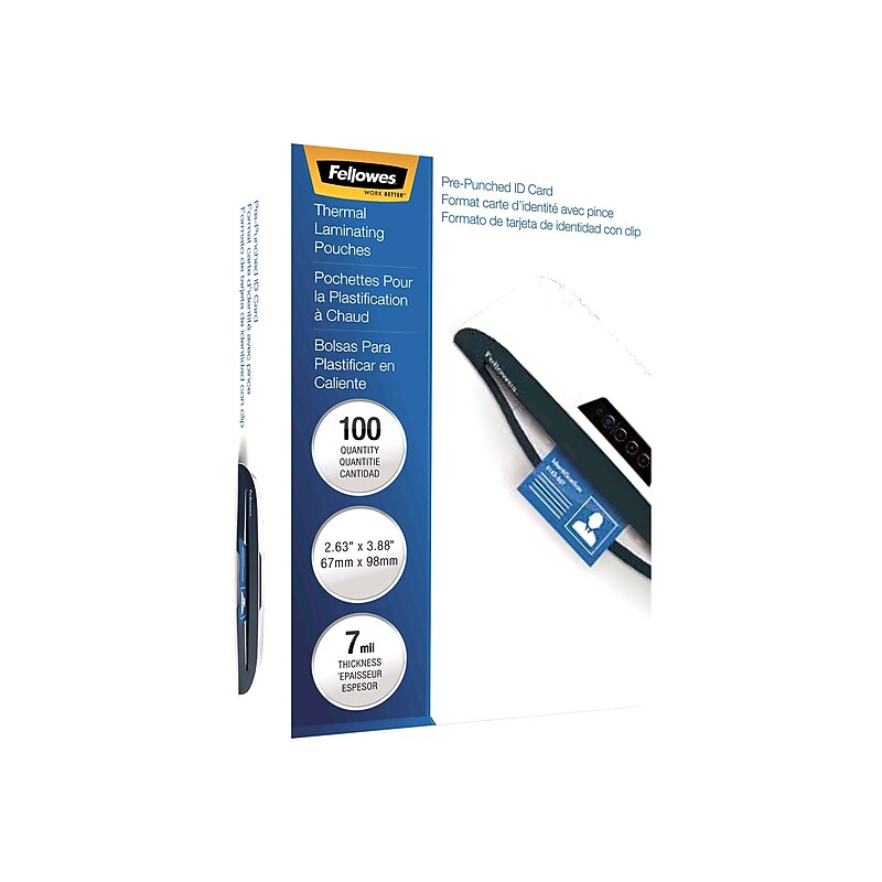 Fellowes Thermal Laminating Pouches, ID Tag, 7 Mil, 100/Pack (FEL52050) image 1