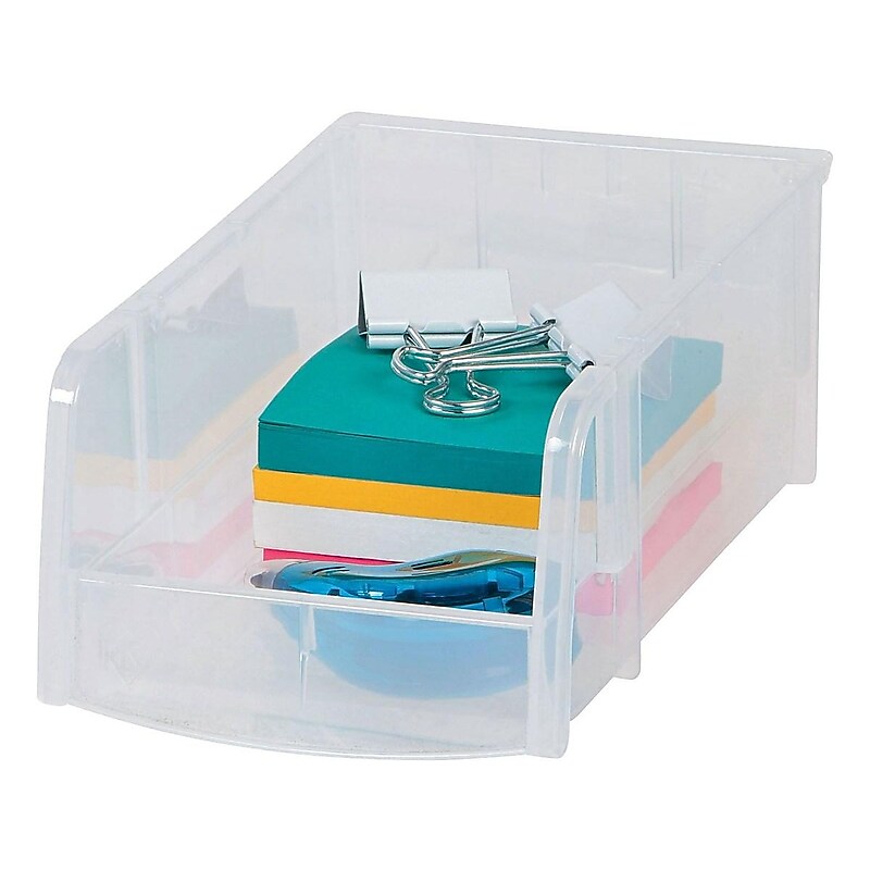Small Modular Stacking Storage Box Open Lid, Clear (200518) image 1