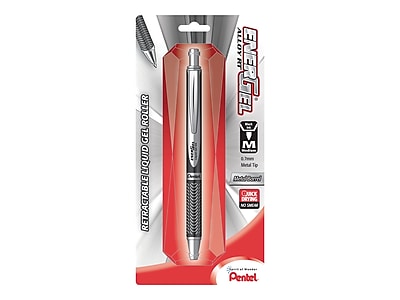 Pentel EnerGel Alloy Retractable Gel Pen, Medium Point, Black Ink (BL407ABPA)