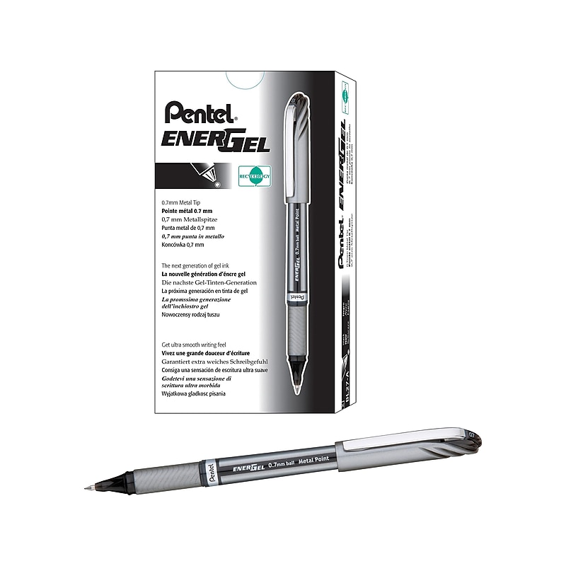 Pentel EnerGel NV Gel Pens, Medium Point, Black Ink, Dozen (BL27A) image 1