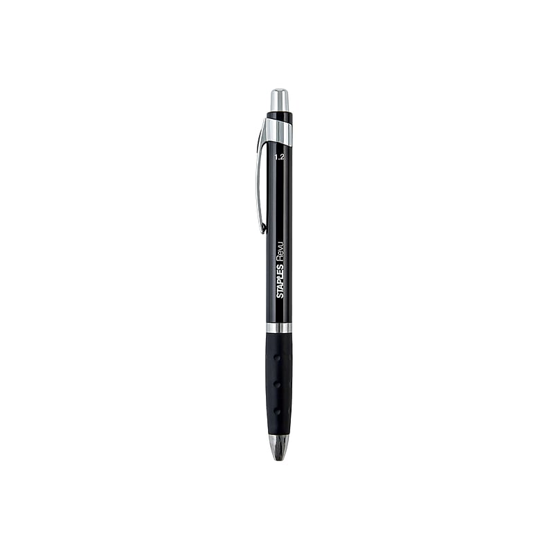 Staples Revu Retractable Ballpoint Pens, Bold Point, Black Ink, Dozen (50811) image 1