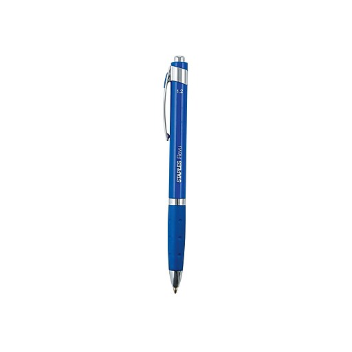 Staples Revu Retractable Ballpoint Pens, Bold Point, Blue Ink, Dozen (50810) Staples