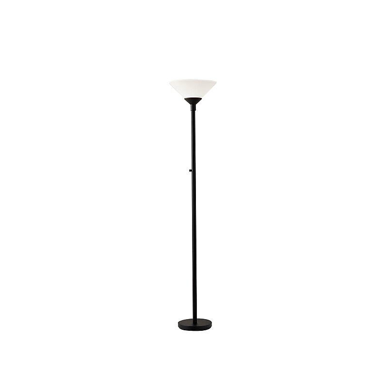 Adesso® Aries 73"H 300 W Torchiere, Black with White Acrylic Cone Shade (7500-01) image 1