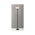 Adesso® Aries 73"H 300 W Torchiere, Black with White Acrylic Cone Shade (7500-01)