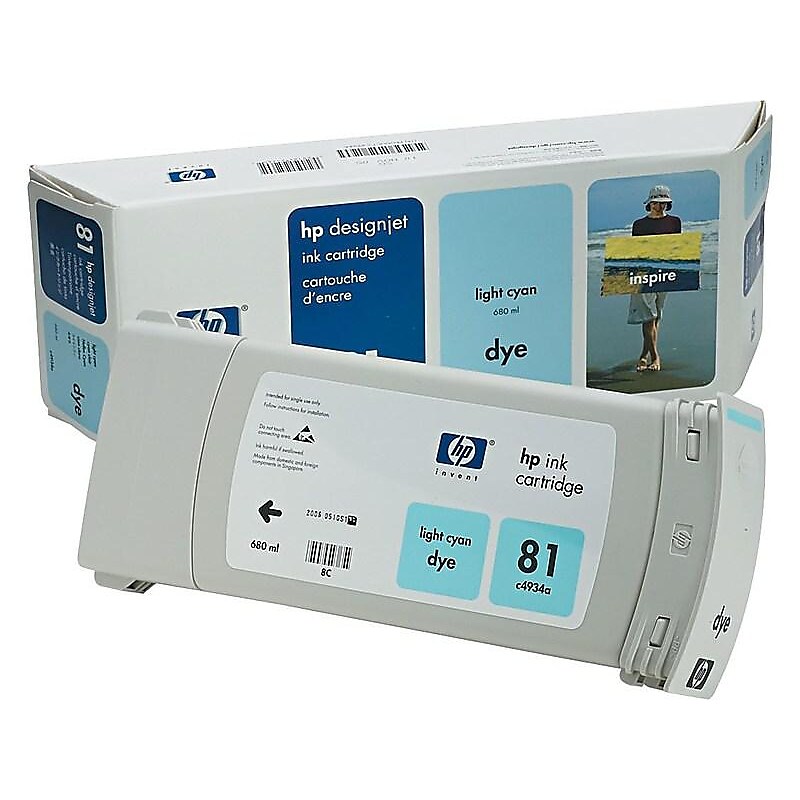 HP 81 Light Cyan Standard Yield Ink Cartridge, Prints Up to 1,000 Pages (C4934A) image 1