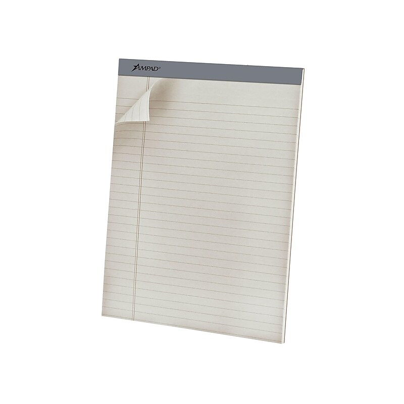 Ampad Pastel Notepads, 8.5" x 11.75", Wide Ruled, Gray, 40 Sheets/Pad, 12 Pads/Pack (TOP20-620) image 1