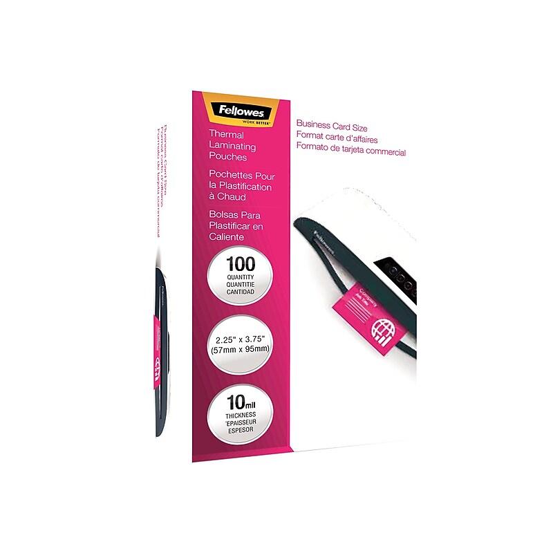 Fellowes Thermal Laminating Pouches, Business Card, 10 Mil, 100/Pack (52058) image 1