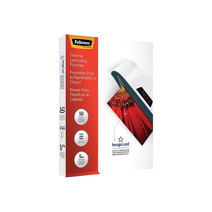 Fellowes ImageLast Thermal Laminating Pouches, Letter Size, 5 Mil