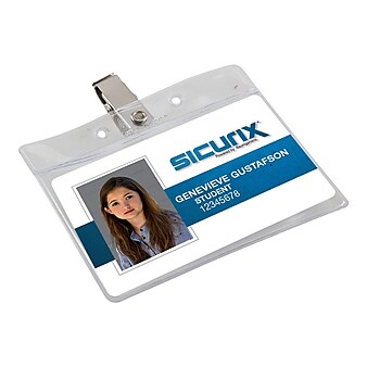 SICURIX Standard 3 1/2" x 2 1/2" ID Badge Holders, Clear, 50/Box (67850)