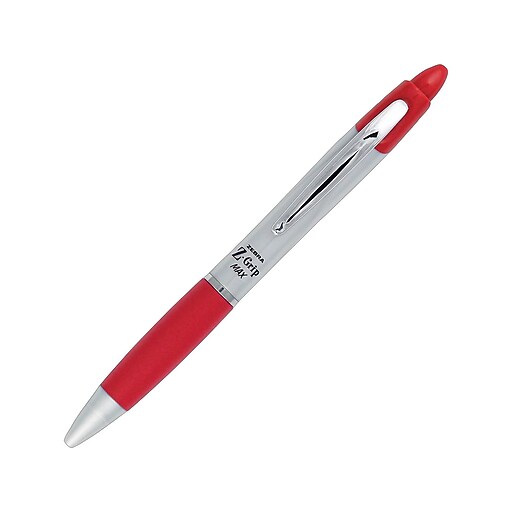 Zebra® ZGrip MAX Retractable Ballpoint Pens, Medium Point, Red, Dozen