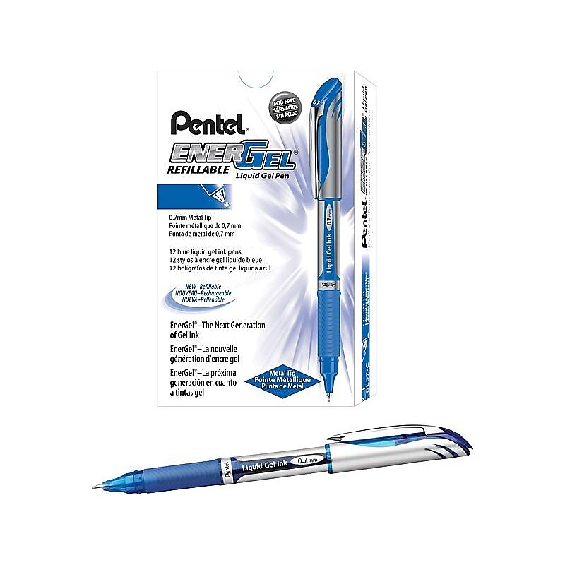 Pentel EnerGel Deluxe Gel Pens, Medium Point, Blue Ink, Dozen (BL57-C) image 1