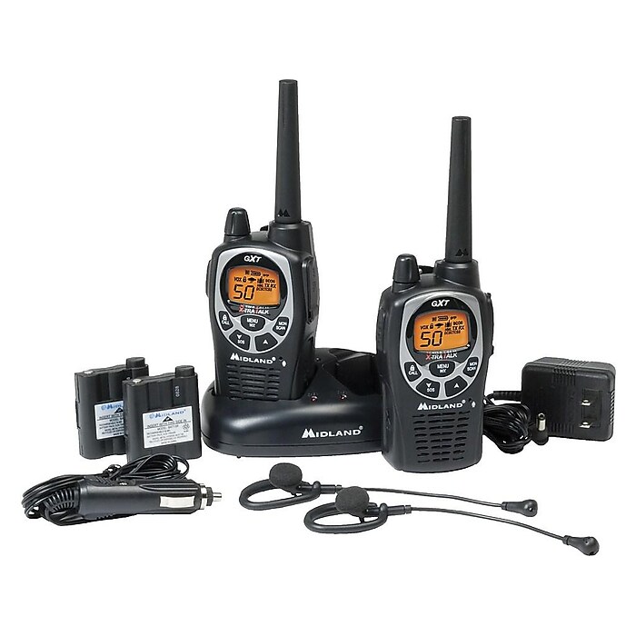 MIDLAND RADIO X-tra Talk Two Way Radios, Black, 2/Pack (GXT1000VP4