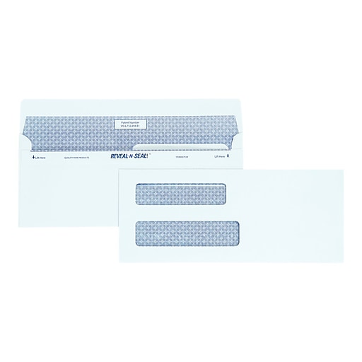 Self-Adhesive White Quality Park 67539 Reveal-N-Seal Double Window Check Envelope 500/Box