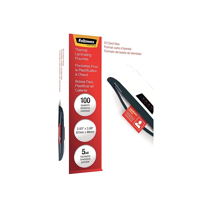 Fellowes Thermal Laminating Pouches, ID Tag, 5 Mil, 100/Pack