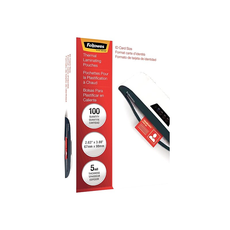 Fellowes Thermal Laminating Pouches, ID Tag, 5 Mil, 100/Pack (52015) image 1
