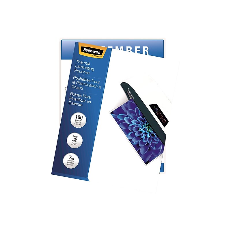 Fellowes Thermal Laminating Pouches, Letter Size, 7 Mil, 100/Pack (52041) image 1