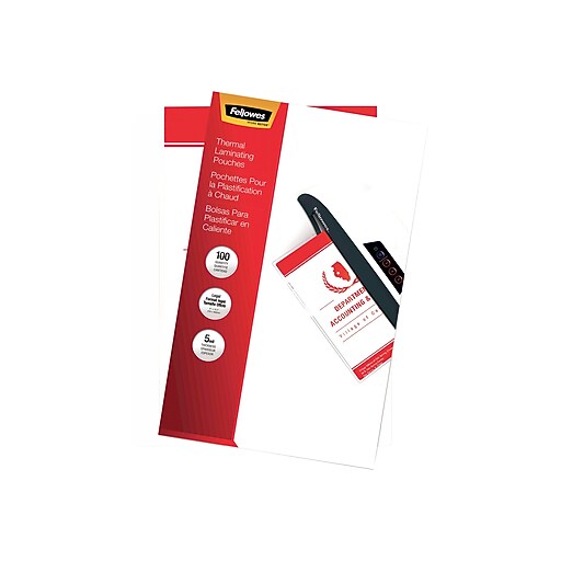 Fellowes Thermal Laminating Pouches, Legal Size, 5 Mil, 100/Pack (52045) Staples