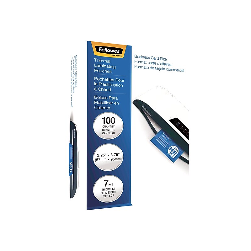 Fellowes Thermal Laminating Pouches, Business Card, 7 Mil, 100/Pack (52059) image 1