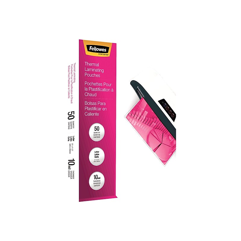 Fellowes Thermal Laminating Pouches, Letter Size, 10 Mil, 50/Pack (52042) image 1