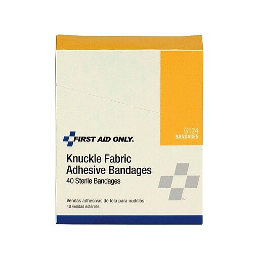 First Aid Only Knuckle Fabric Bandages, 2.5" x 3.25", 40/Box (G124