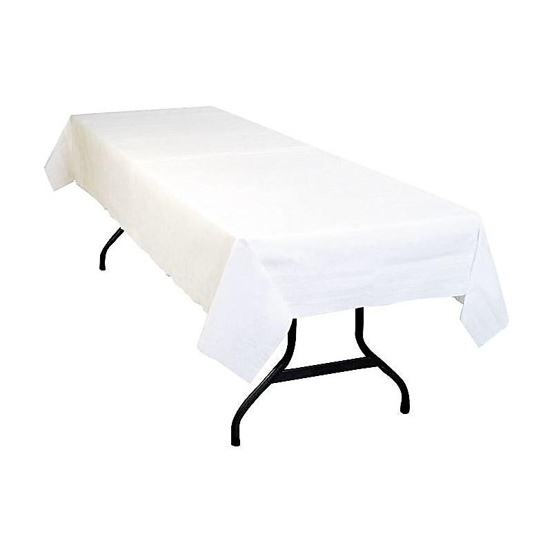 Table Mate Poly/Tissue 108"W x 54"D Solid Table Cover White 6/Pack (TBL-PT549-WH) image 1