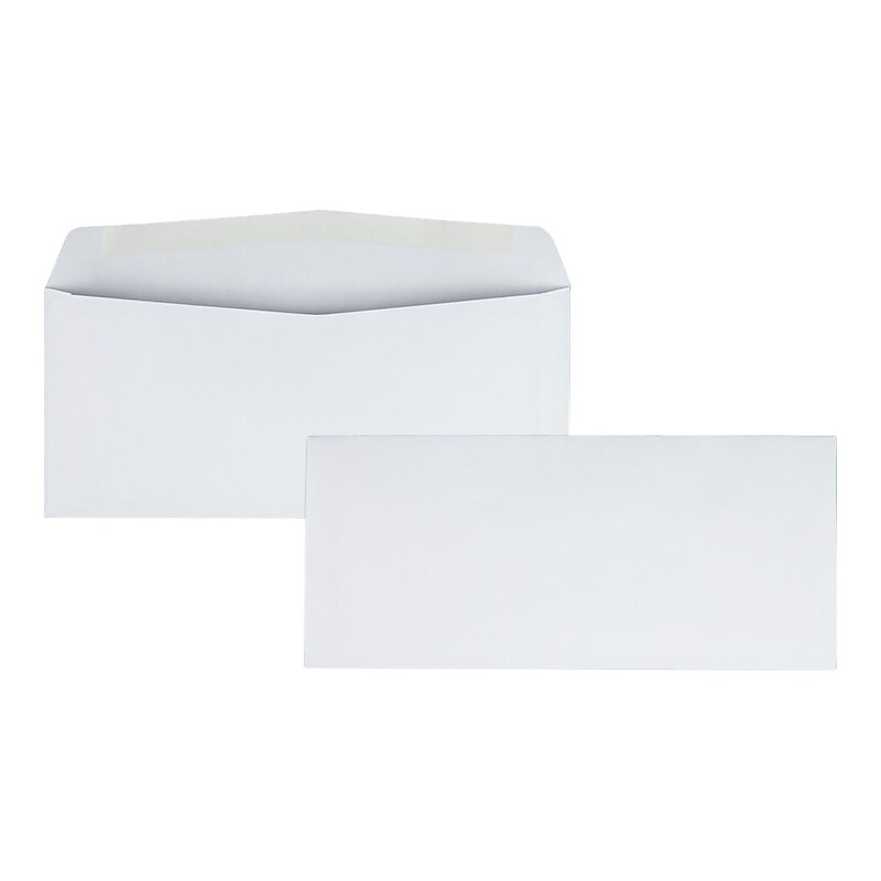 Quality Park Gummed #10 Business Envelopes, 4 1/8" x 9 1/2", White Wove, 1000/Carton (QUA90020B) image 1