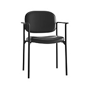 HON Scatter SofThread Leather Stacking Guest Chair, Fixed Arms, Black (BSXVL616SB11)