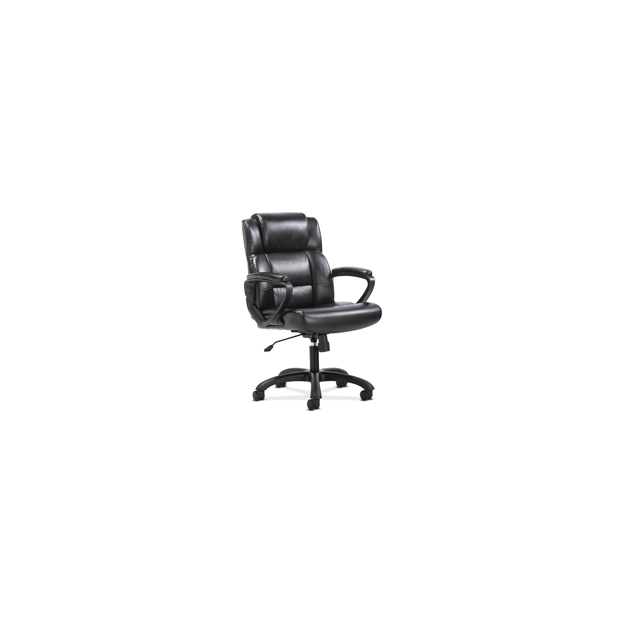 Sadie Mid-Back Executive Chair, Fixed Padded Arms, Black Leather (BSXVST305) Sansujyuku sansujyuku.com