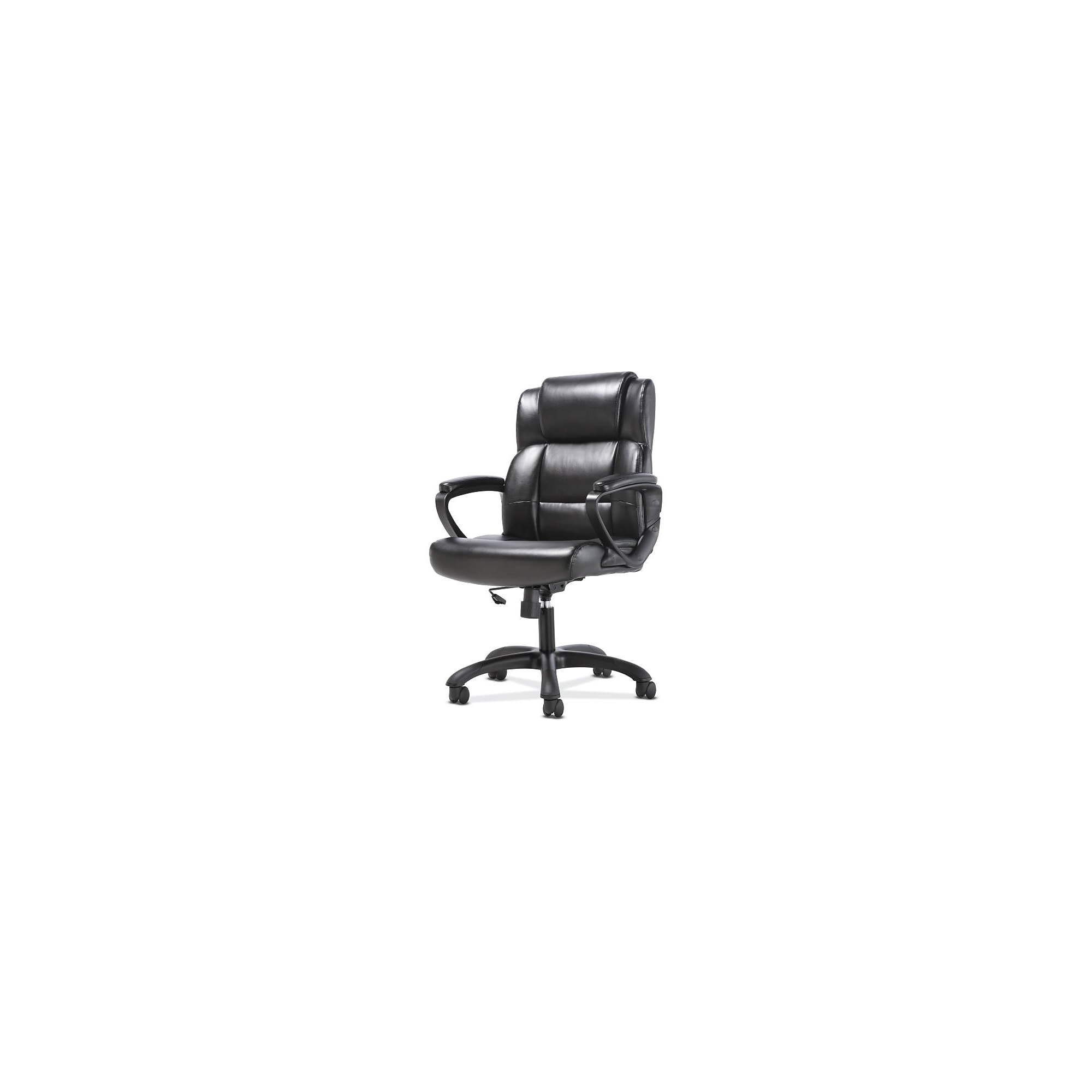 Sadie Mid-Back Executive Chair, Fixed Padded Arms, Black Leather (BSXVST305) Sansujyuku sansujyuku.com