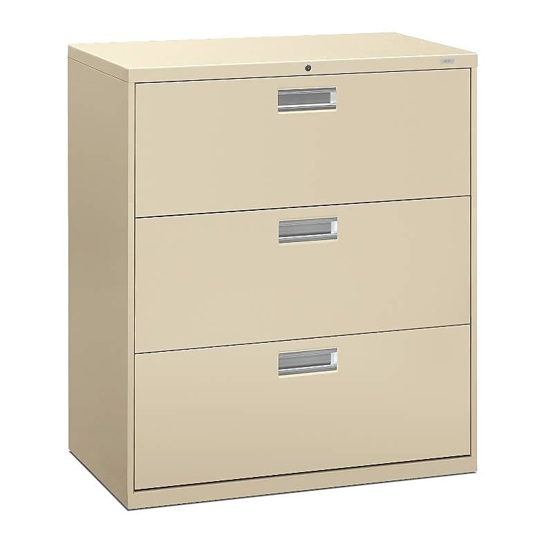 HON Brigade 600 Series 3 File Drawers Lateral File Cabinet, Putty/Beige, Letter/Legal, 36"W (HON683LL) image 1