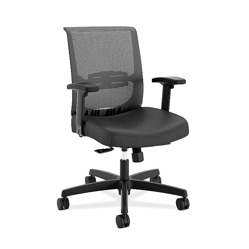 HON Convergence Vinyl Task Chair with Seat Slide, Adjustable Arms, Black (HONCMY1AUR10) image 1