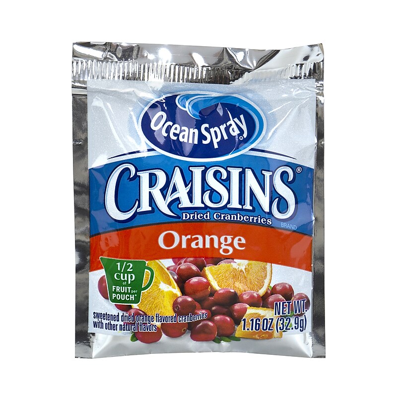 Ocean Spray Craisins Gluten Free Orange Dried Cranberries, 1.16 oz., 200 Packs/Box (307-00079) image 1