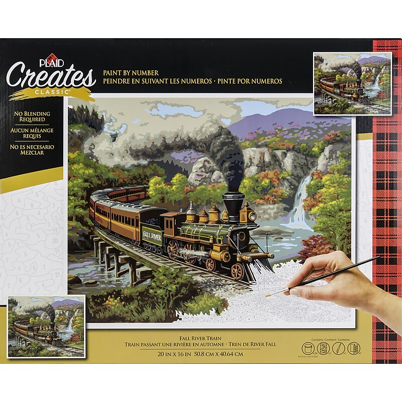 Plaid Craft Fall River Train Paint By Number Kit, 16" x 20" (216-17081) image 1