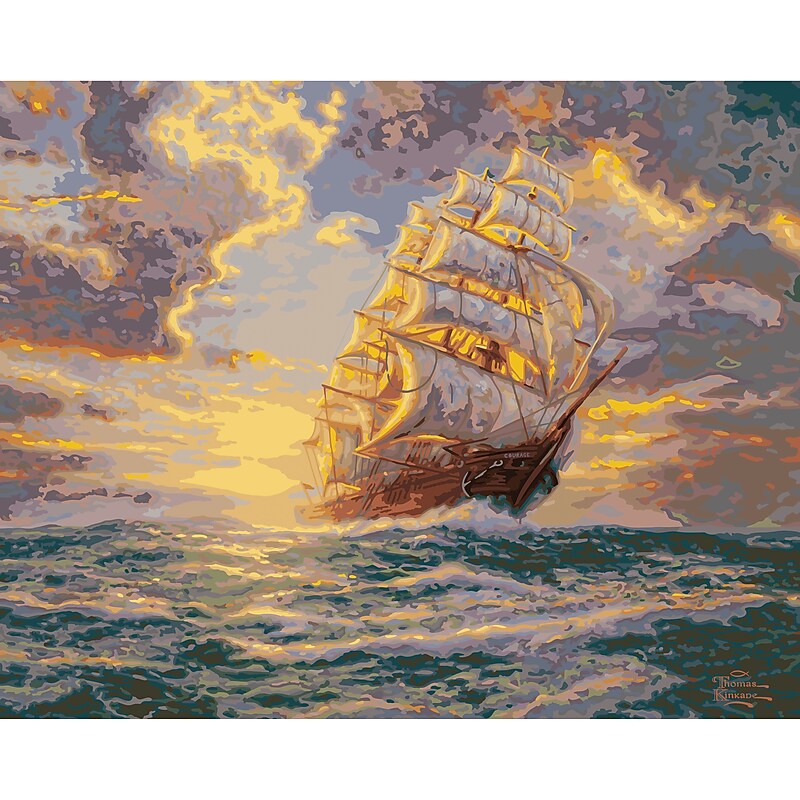 Plaid Craft Courageous Voyage Thomas Kinkade Paint By Number Kit, 16" x 20" (220-22723) image 1