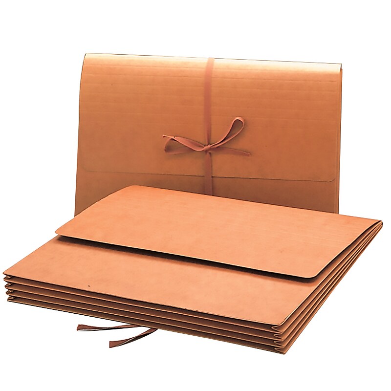 Smead 100% Recycled Reinforced File Pocket, 3 1/2" Expansion, Legal Size, Redrope, 10/Box (71055BX) image 1