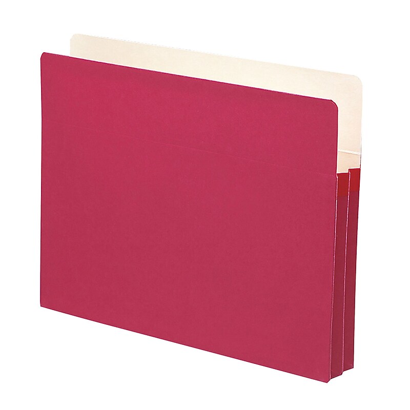 Smead 10% Recycled Reinforced File Pocket, 1 3/4" Expansion, Letter Size, Red, 25/Box (73221BX) image 1