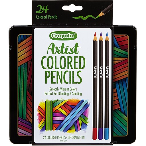 Crayola Signature Artist Colored Pencils W/Tin, Assorted Colors, 24