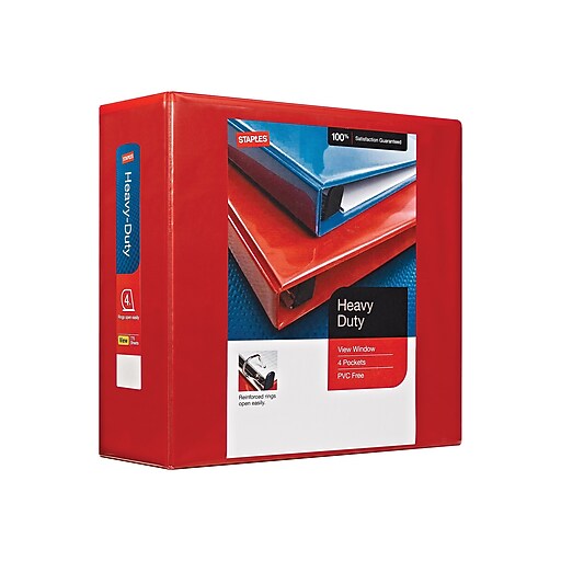 Shop Staples for Staples HeavyDuty 4Inch D 3Ring View Binder, Red
