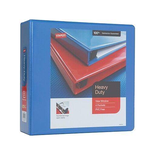 Staples HeavyDuty 3Inch D 3Ring View Binder, Periwinkle (24694US