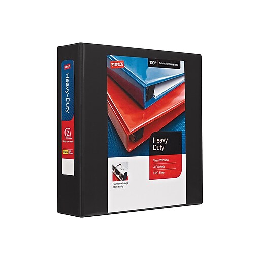 Staples Heavy Duty 2" 3Ring View Binder with DRings and Four Interior
