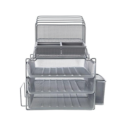 Shop Staples For Staples All In One Silver Wire Mesh Desk