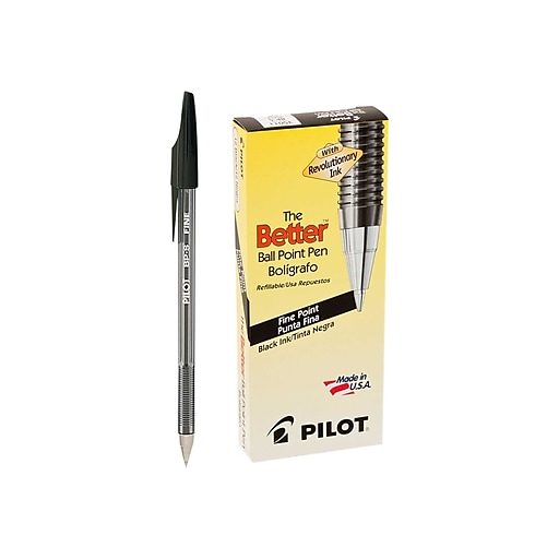 Pilot Better Ballpoint Pen, Fine Point, Black, 12 pack